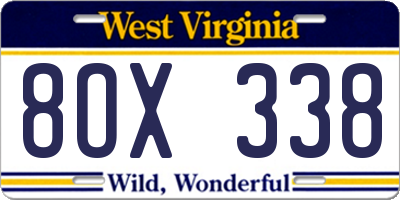 WV license plate 8OX338