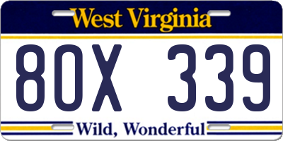 WV license plate 8OX339