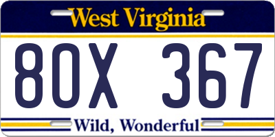 WV license plate 8OX367