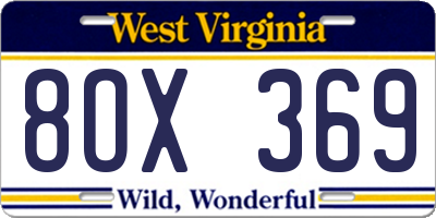 WV license plate 8OX369