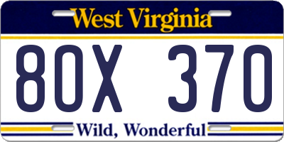 WV license plate 8OX370