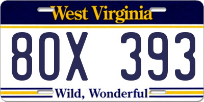 WV license plate 8OX393