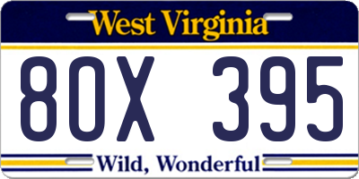 WV license plate 8OX395
