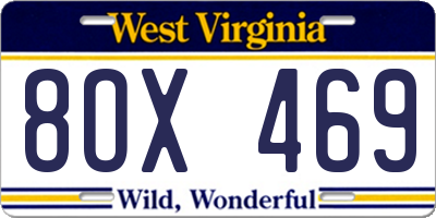 WV license plate 8OX469