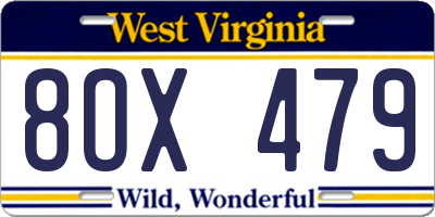 WV license plate 8OX479