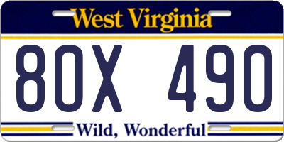 WV license plate 8OX490