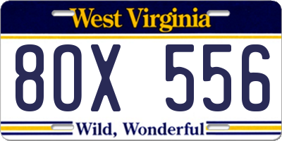 WV license plate 8OX556