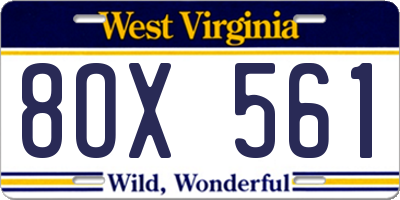 WV license plate 8OX561
