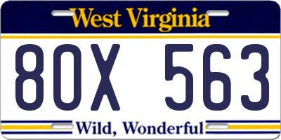 WV license plate 8OX563