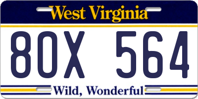 WV license plate 8OX564