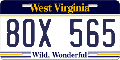 WV license plate 8OX565