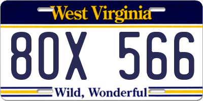 WV license plate 8OX566