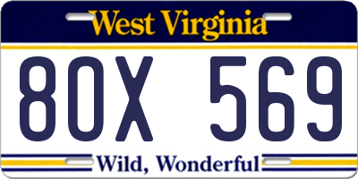 WV license plate 8OX569