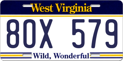 WV license plate 8OX579