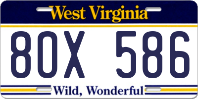 WV license plate 8OX586