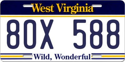 WV license plate 8OX588