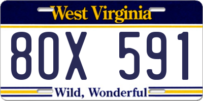WV license plate 8OX591