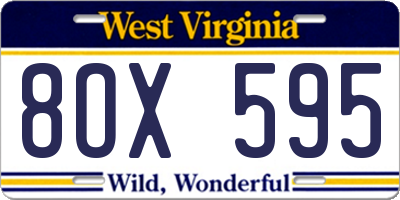 WV license plate 8OX595