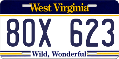 WV license plate 8OX623