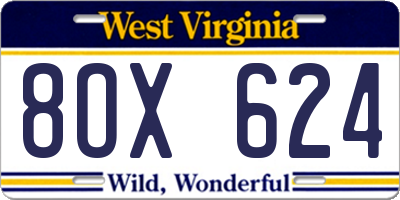 WV license plate 8OX624