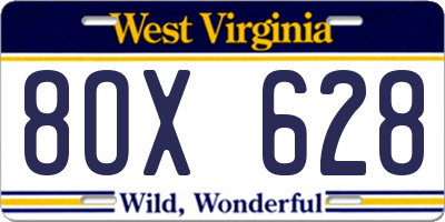 WV license plate 8OX628