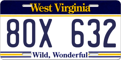 WV license plate 8OX632
