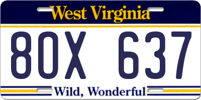 WV license plate 8OX637
