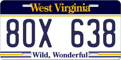 WV license plate 8OX638