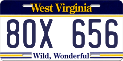 WV license plate 8OX656