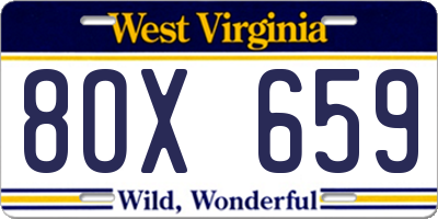 WV license plate 8OX659