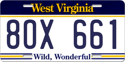 WV license plate 8OX661