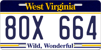 WV license plate 8OX664