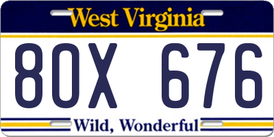 WV license plate 8OX676