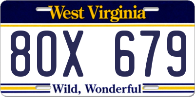 WV license plate 8OX679