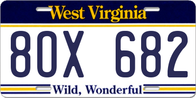WV license plate 8OX682