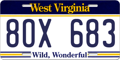 WV license plate 8OX683