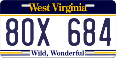 WV license plate 8OX684