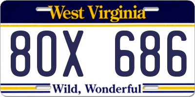 WV license plate 8OX686