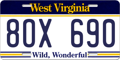 WV license plate 8OX690
