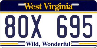 WV license plate 8OX695