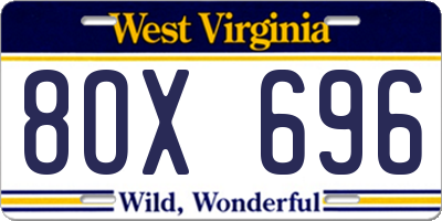 WV license plate 8OX696