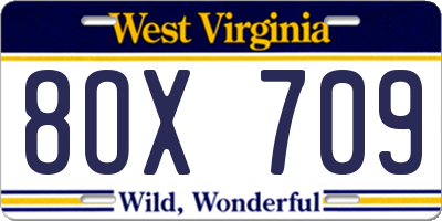 WV license plate 8OX709