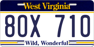 WV license plate 8OX710