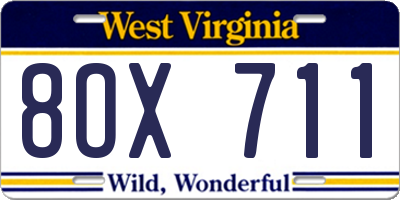 WV license plate 8OX711