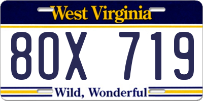 WV license plate 8OX719