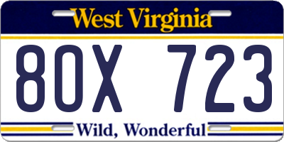 WV license plate 8OX723