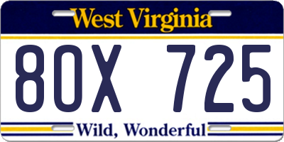 WV license plate 8OX725