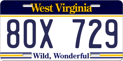 WV license plate 8OX729