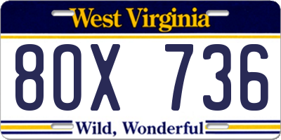 WV license plate 8OX736