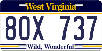 WV license plate 8OX737